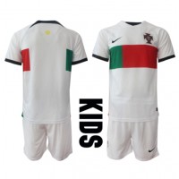 Koszulka piłkarska Portugalia Strój wyjazdowy dla dzieci MŚ 2022 tanio Krótki Rękaw (+ Krótkie spodenki)